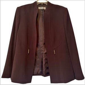 Tahari ASL Chocolate Brown Blazer Women’s Size 16 Preppy Business Academia